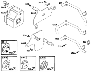 Muffler Grp, Manifolds Diagram and Parts List for 290447-1147-XX  Briggs and Stratton Engine